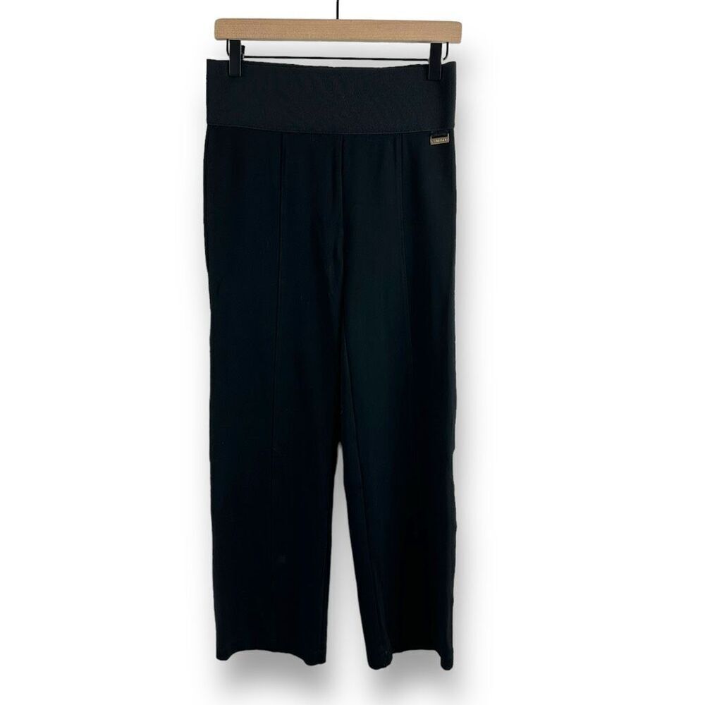 Calvin Klein Women's M Straight Leg Ponte Dress Pants Solid Black Comfy Office